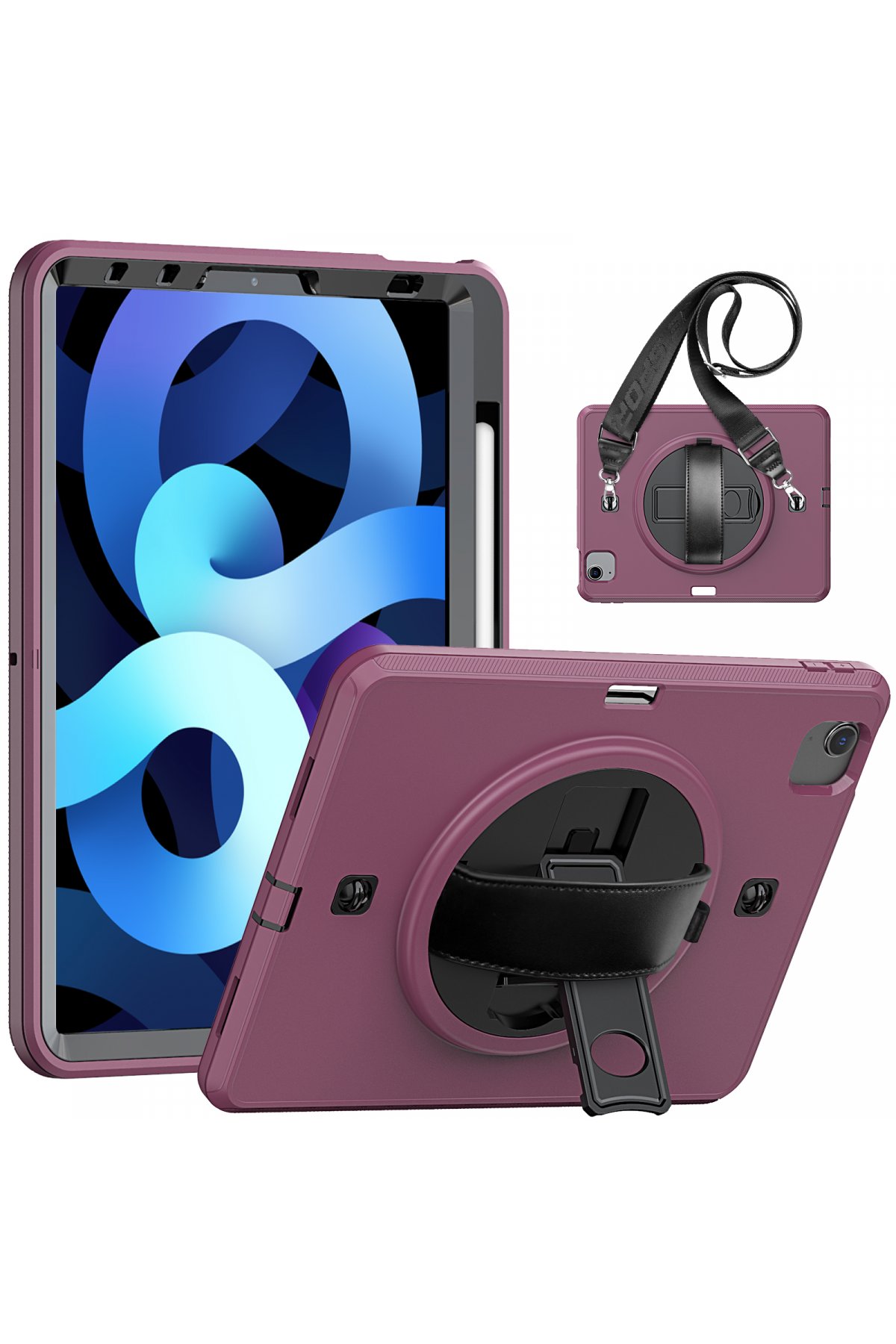  iPad Air 4 10.9 Kılıf Strap-C Otterbox Tablet Kapak - Mürdüm