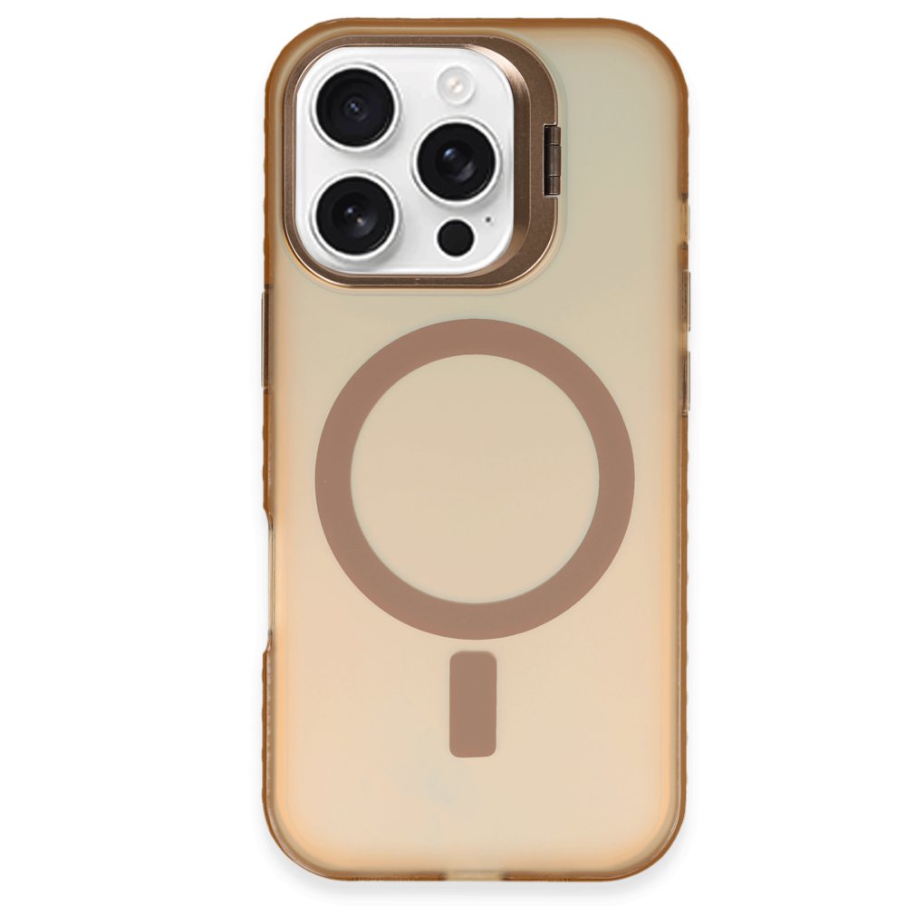  iPhone 16 Pro Kılıf Primera Magsafe Standlı Kapak - Gold