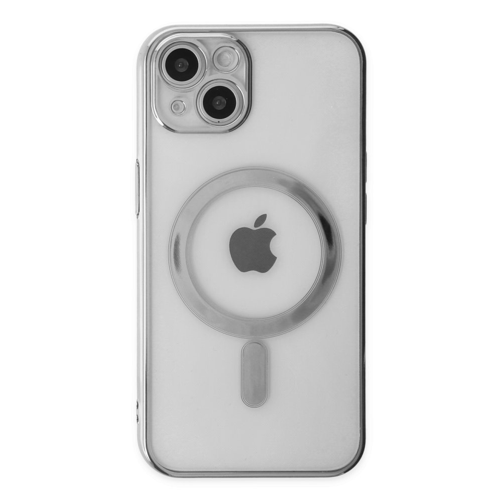 iPhone 14 Plus Kılıf Magneticsafe Lazer Silikon - Gümüş  iPhone 14 Plus Kılıf Magneticsafe Lazer Silikon - Gümüş