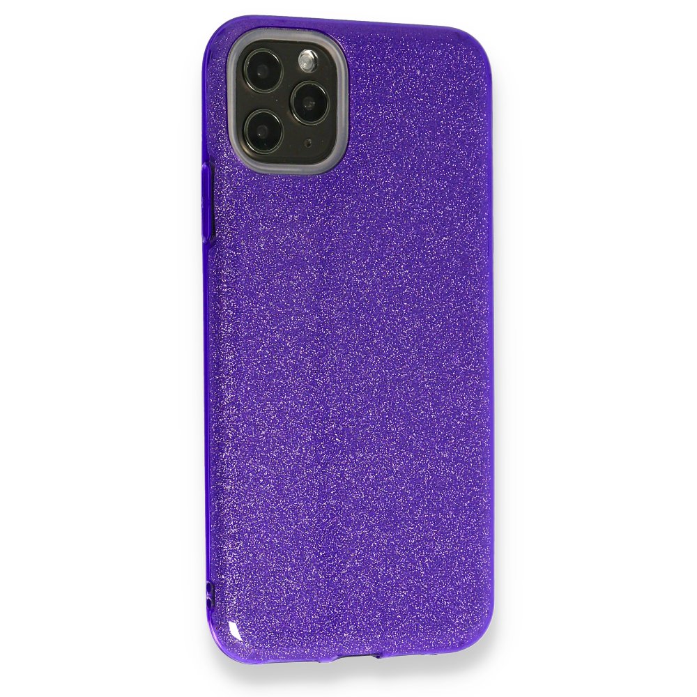 iPhone 11 Pro Max Kılıf Simli Katmanlı Silikon - Mor