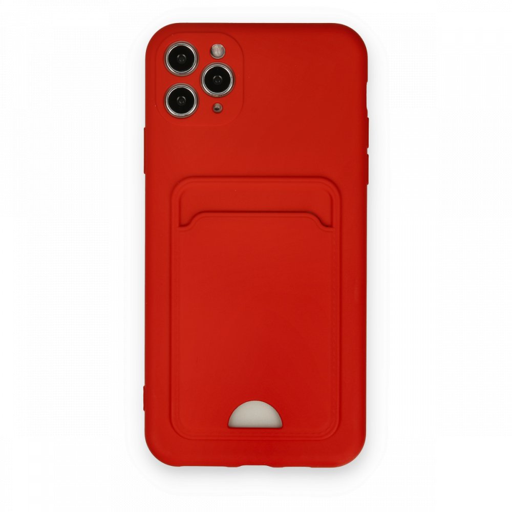  iPhone 11 Pro Max Kılıf Kelvin Kartvizitli Silikon - Kırmızı