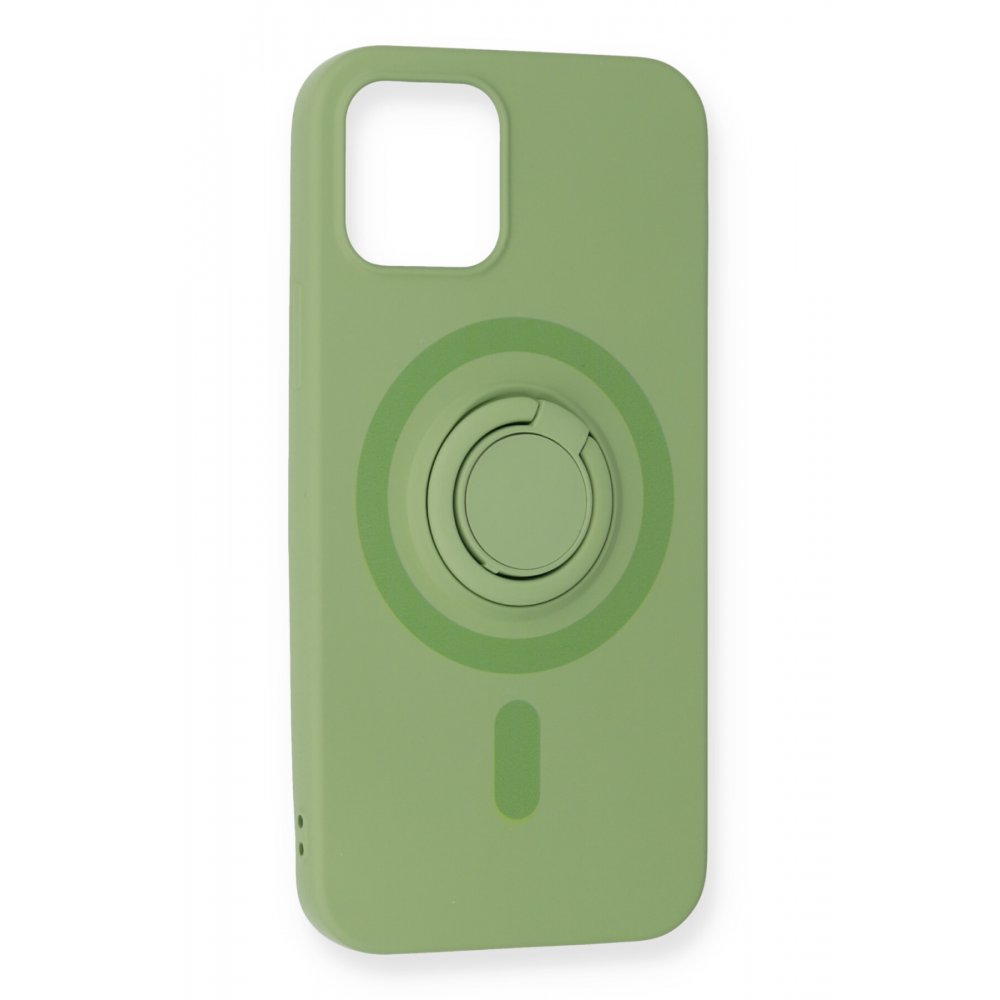  iPhone 12 Mini Kılıf Viktor Yüzüklü Silikon - Yeşil