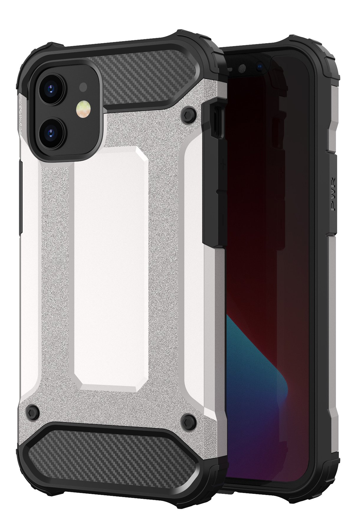  iPhone 12 Mini Kılıf Tank Silikon Kapak - Gümüş