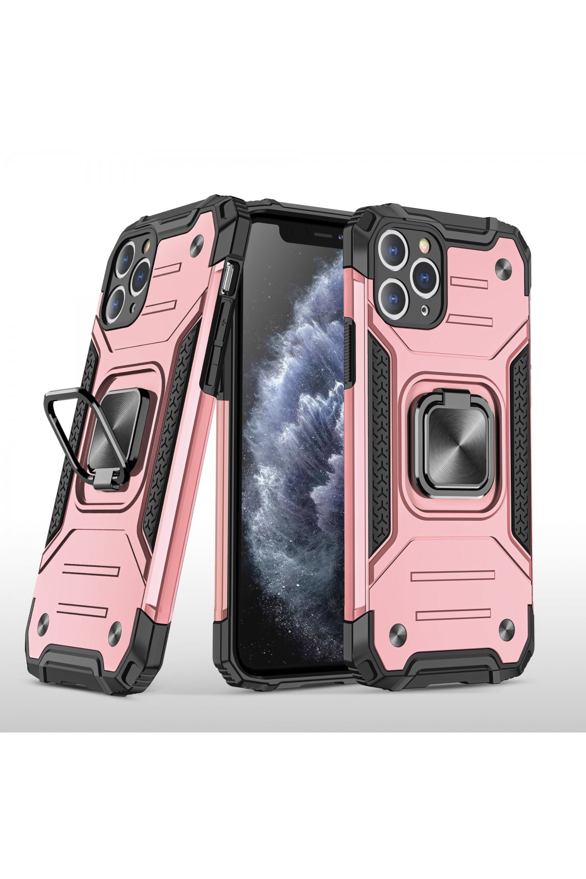  iPhone 11 Pro Kılıf Zegna Yüzüklü Silikon Kapak - Rose