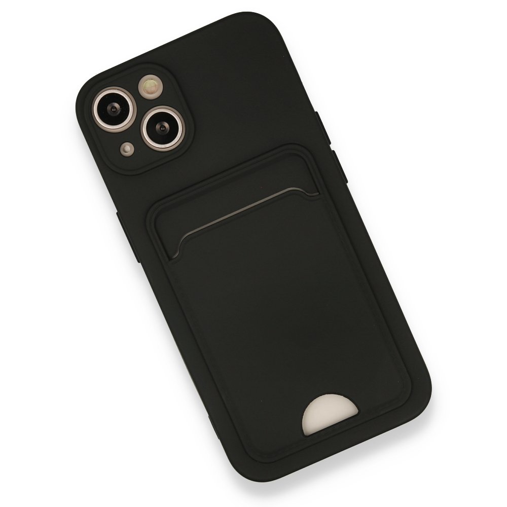  iPhone 13 Kılıf Kelvin Kartvizitli Silikon - Siyah