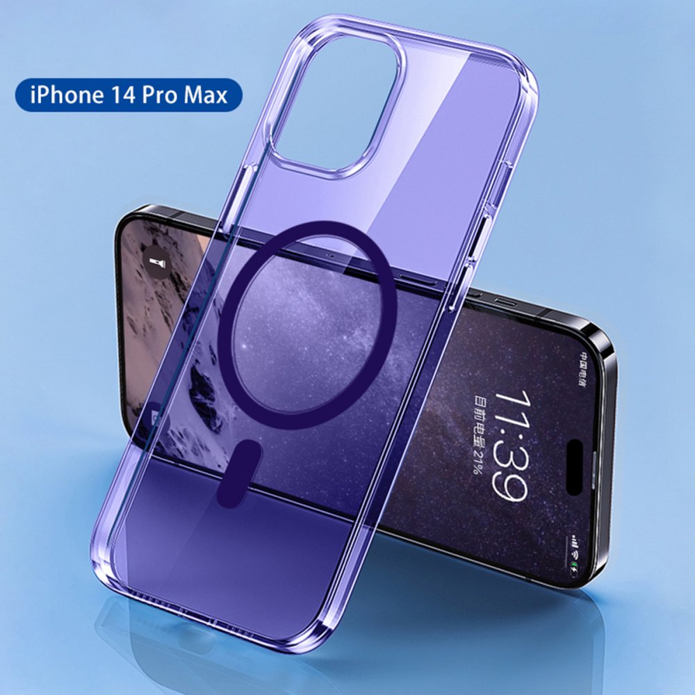 iPhone 14 Pro Max Kılıf Tron Şeffaf Magsafe Kapak - Derin Mor iPhone 14 Pro Max Kılıf Tron Şeffaf Magsafe Kapak - Derin Mor