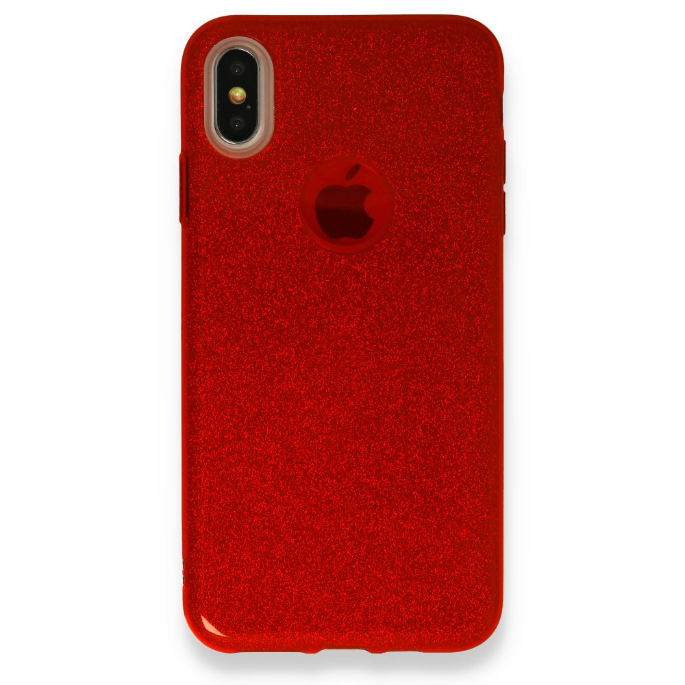 iPhone XS Max Kılıf Simli Katmanlı Silikon - Kırmızı iPhone XS Max Kılıf Simli Katmanlı Silikon - Kırmızı