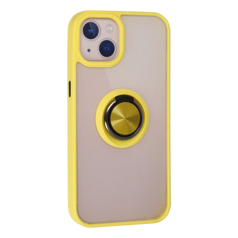 iPhone 15 Kılıf Montreal Yüzüklü Silikon Kapak - Sarı  iPhone 15 Kılıf Montreal Yüzüklü Silikon Kapak - Sarı