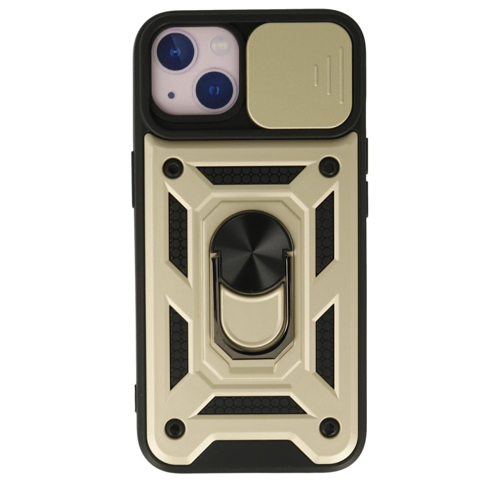  iPhone 15 Kılıf Pars Lens Yüzüklü Silikon - Gold