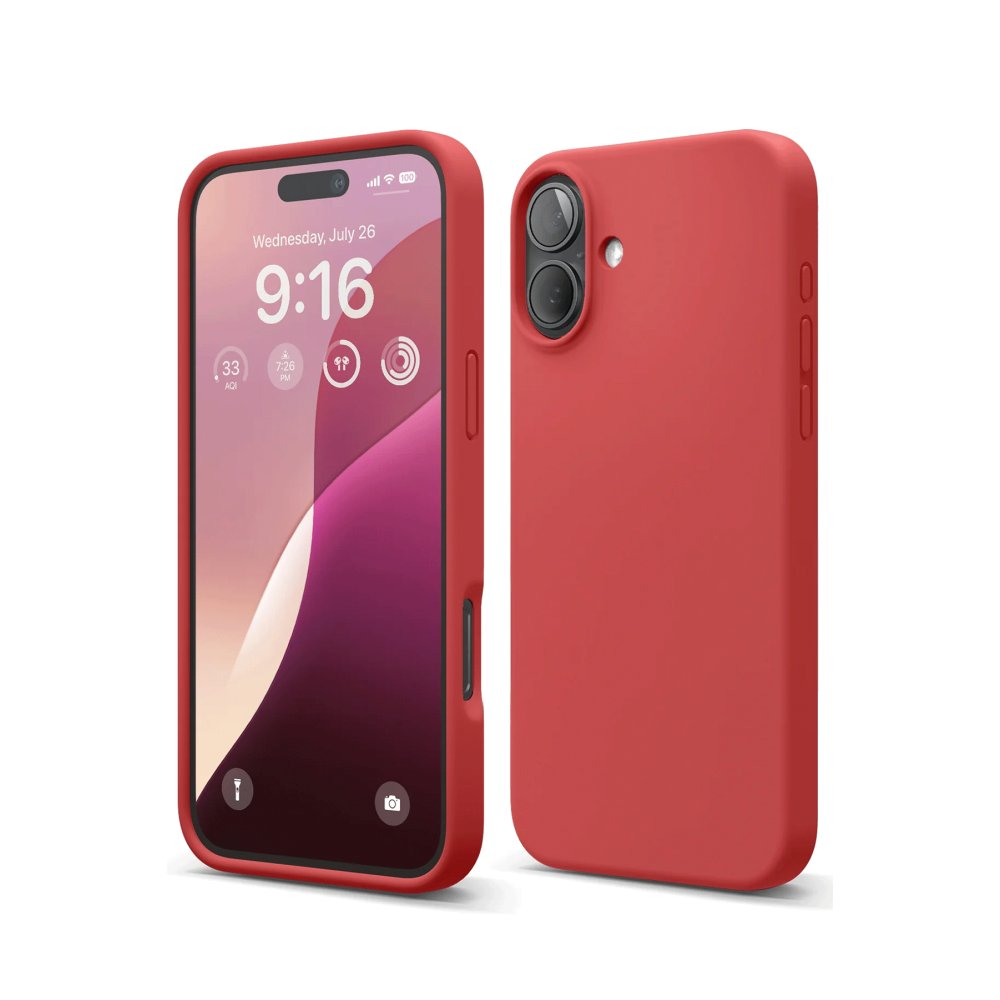 iPhone 16 Plus Kılıf Nano içi Kadife Silikon - Kırmızı  iPhone 16 Plus Kılıf Nano içi Kadife Silikon - Kırmızı