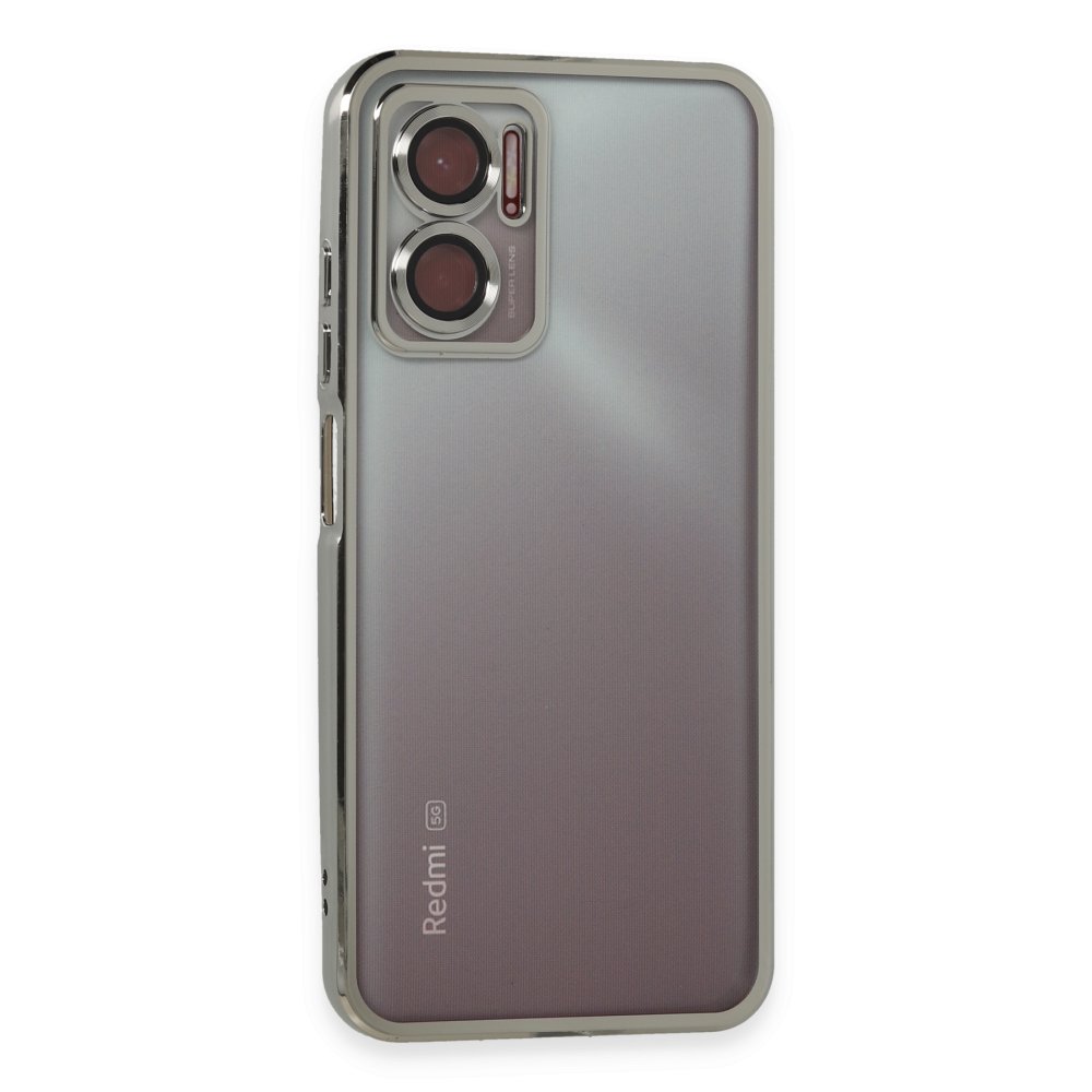 Redmi 10 5G Kılıf Razer Lensli Silikon - Gümüş