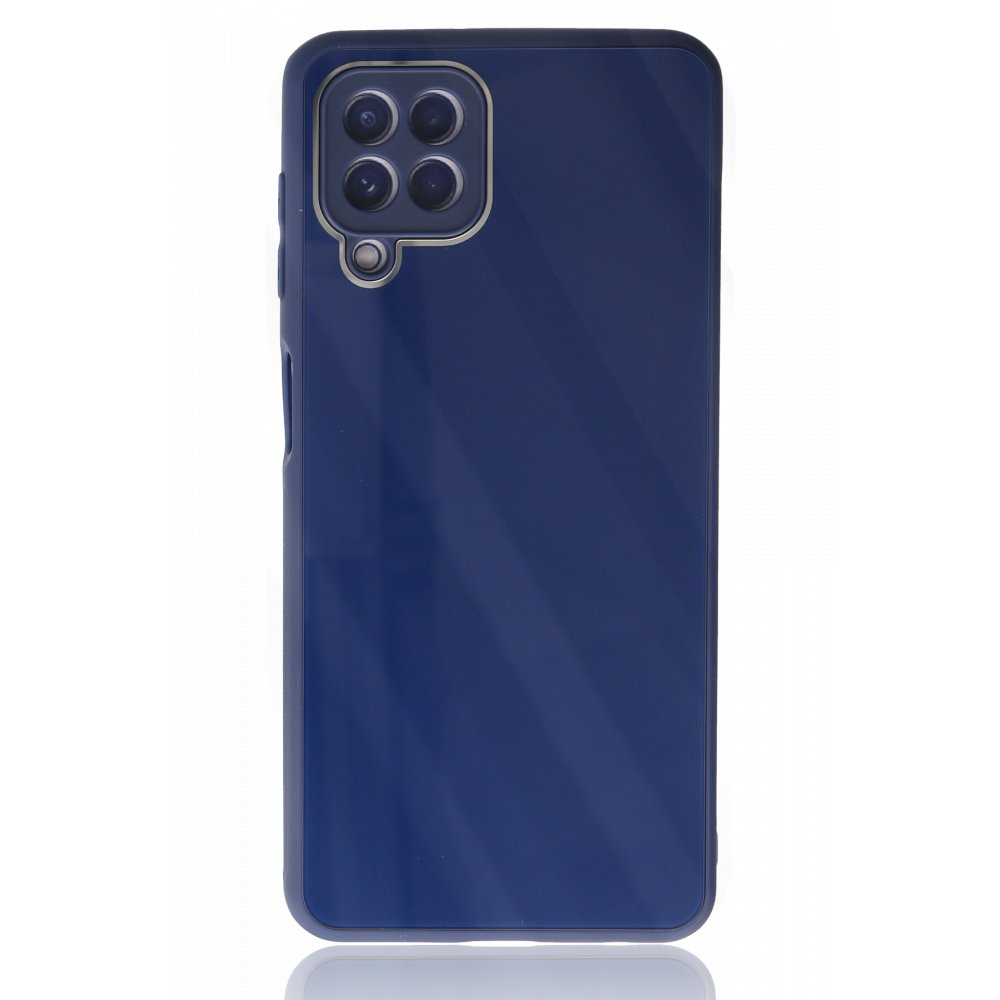  Samsung Galaxy M32 Kılıf Glass Kapak - Lacivert