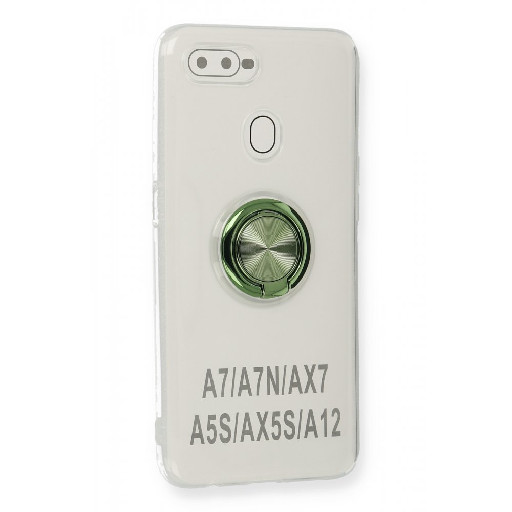  Oppo A12 Kılıf Gros Yüzüklü Silikon - Yeşil