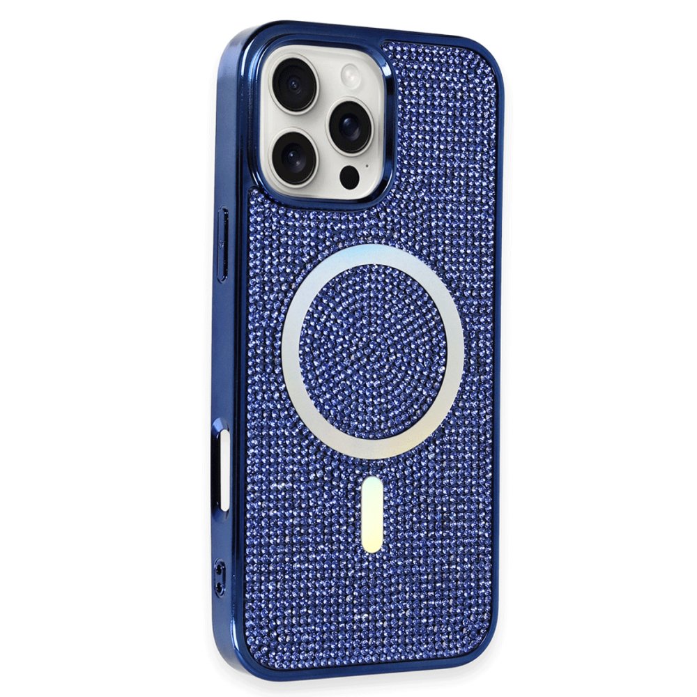  iPhone 16 Pro Max Kılıf Diamond Magsafe Kapak - Lacivert