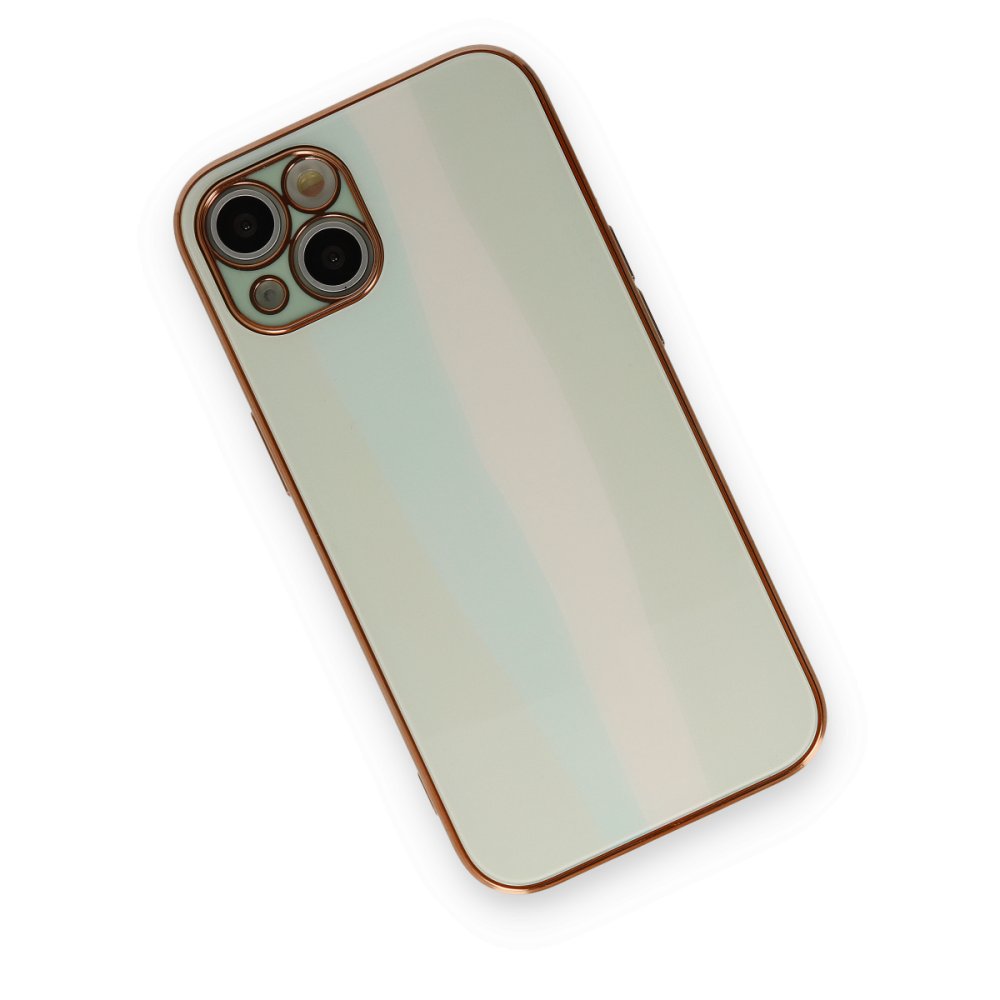  iPhone 14 Plus Kılıf Luna Cam Kapak - Açık Yeşil