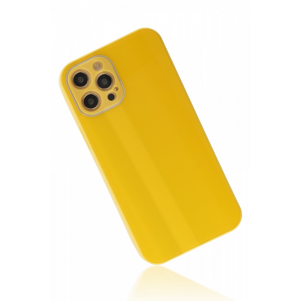  iPhone 12 Pro Max Kılıf Glass Kapak - Sarı