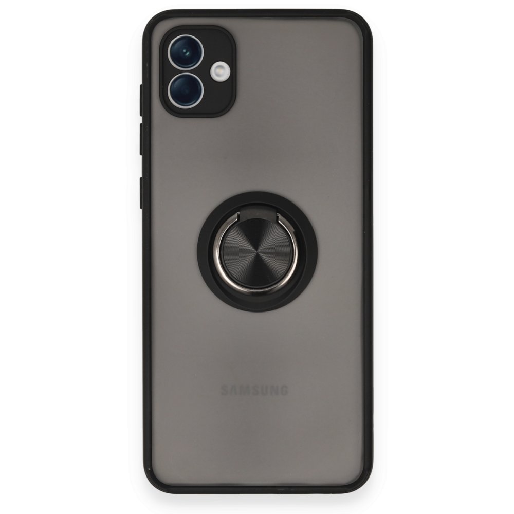  Samsung Galaxy A04 Kılıf Montreal Yüzüklü Silikon Kapak - Siyah