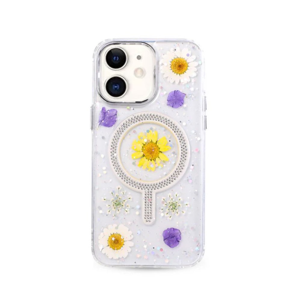  iPhone 11 Flower Magsafe Kapak - Sarı