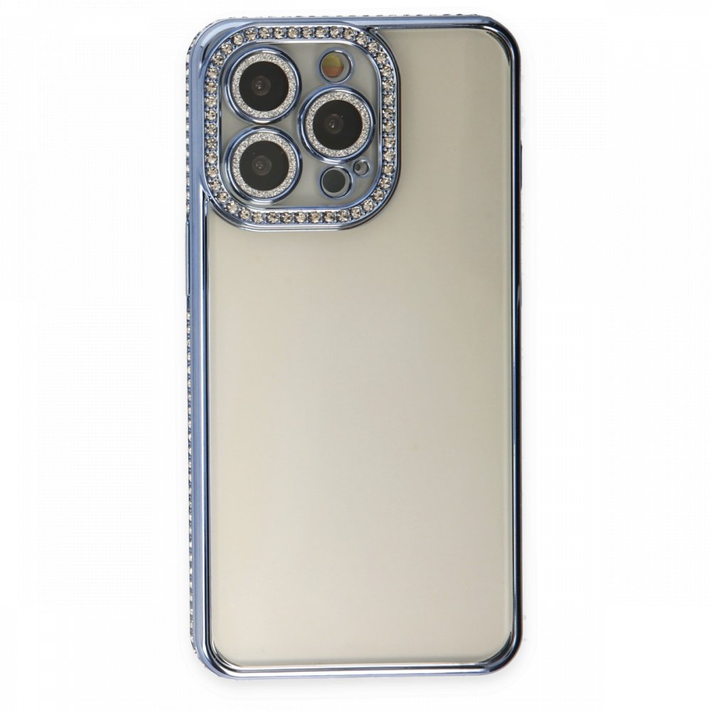  iPhone 13 Pro Kılıf Joke Taşlı Silikon - Mavi