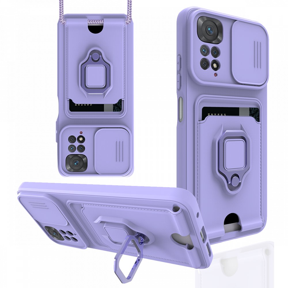 Redmi Note 11 Pro Kılıf Zuma Kartvizitli Yüzüklü Silikon - Lila