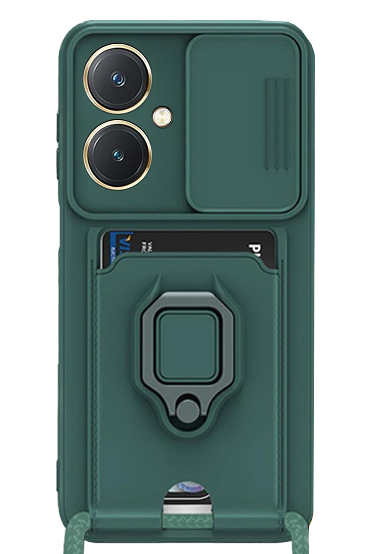  Vivo Y27 Kılıf Zuma Kartvizitli Yüzüklü Silikon - Yeşil