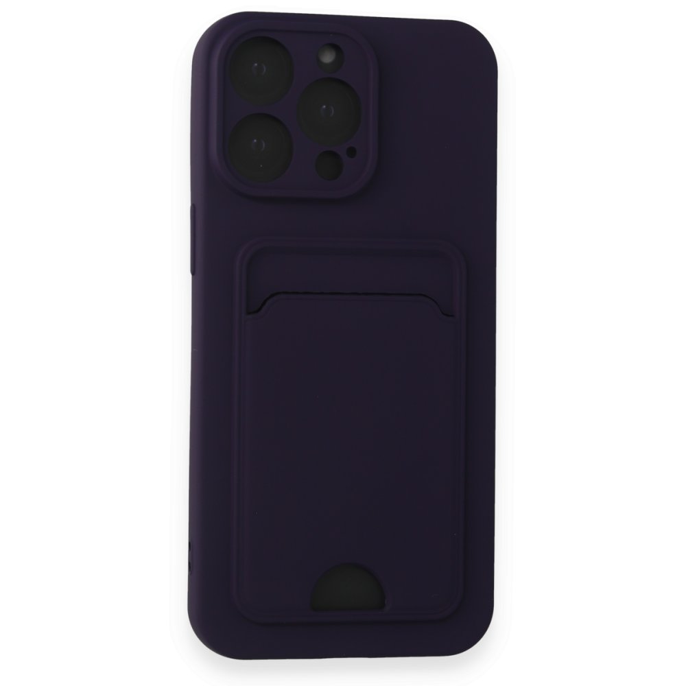  iPhone 15 Pro Max Kılıf Kelvin Kartvizitli Silikon - Derin Mor
