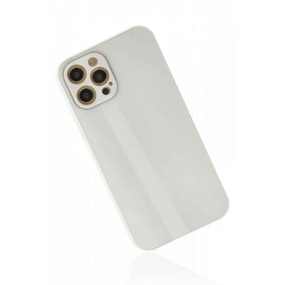  iPhone 12 Pro Kılıf Glass Kapak - Beyaz