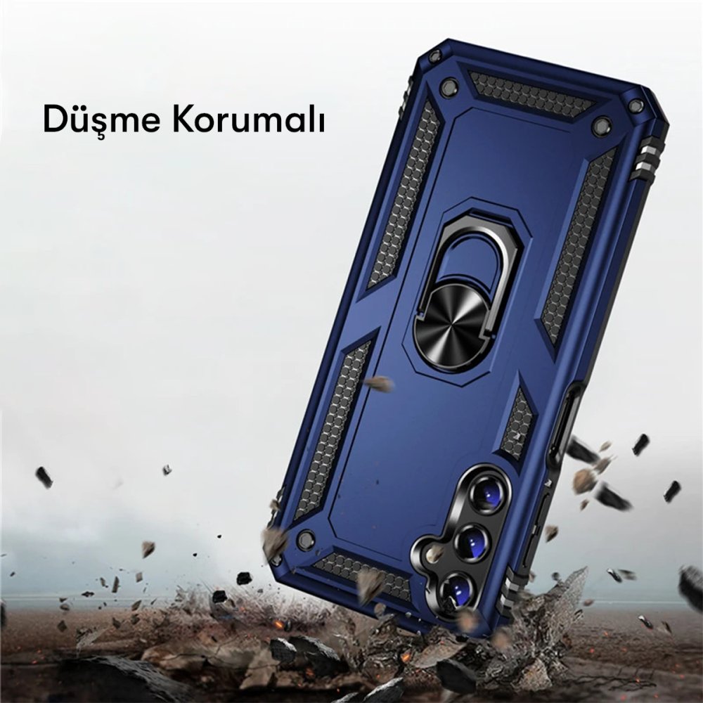  Samsung Galaxy A04S Kılıf Sofya Yüzüklü Silikon Kapak - Lacivert