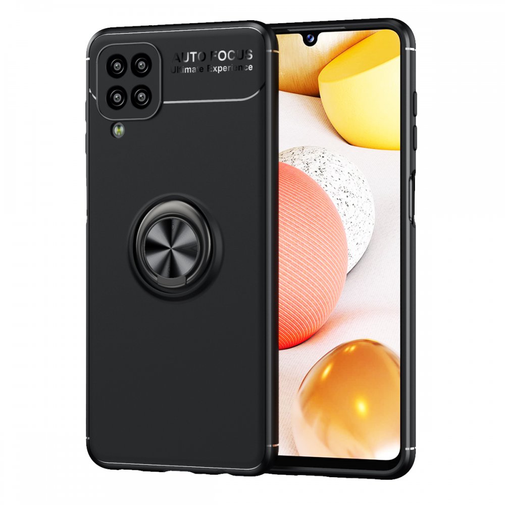  Samsung Galaxy M12 Kılıf Range Yüzüklü Silikon - Siyah
