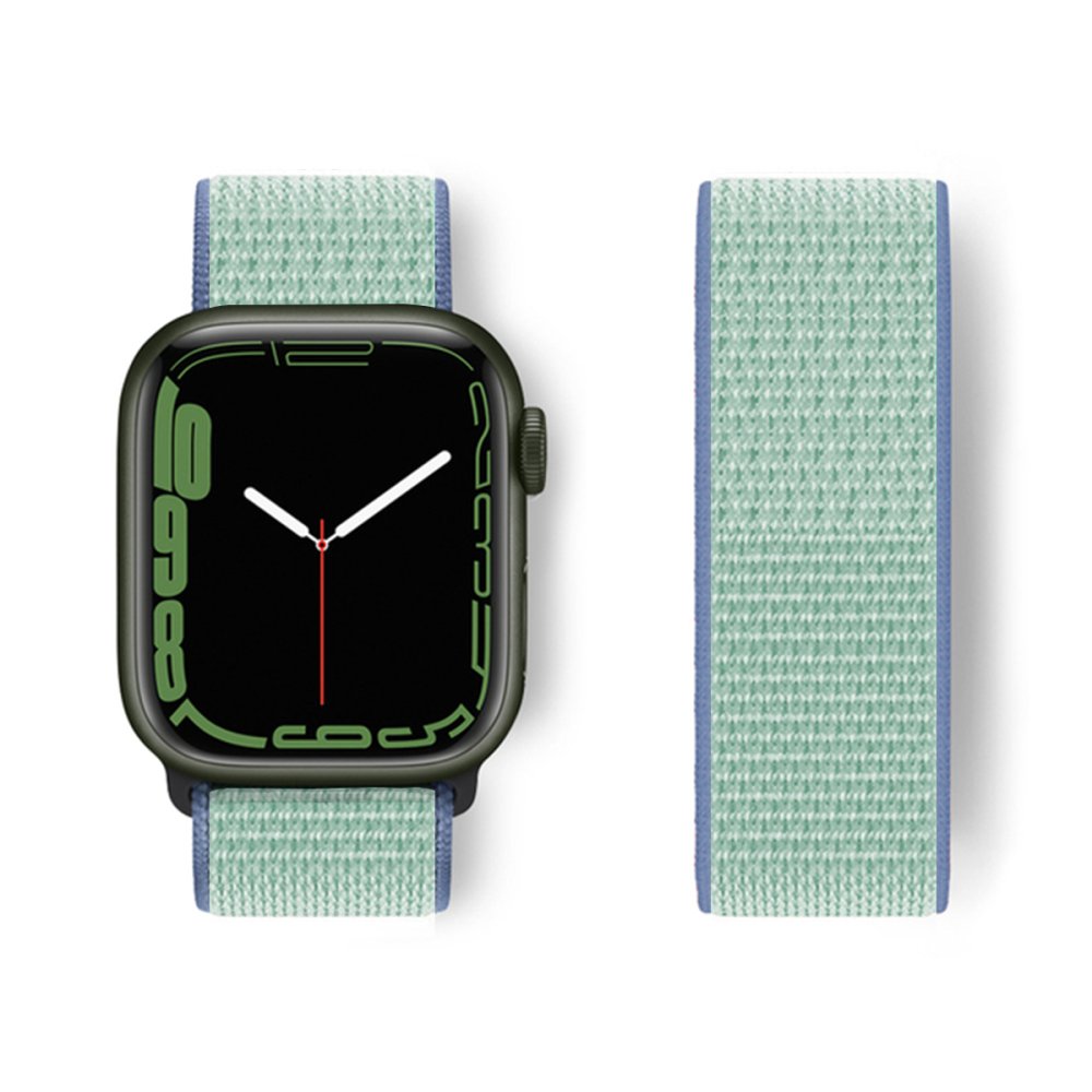  Apple Watch 42mm Hasırlı Cırtcırtlı Kordon - Mavi-Turkuaz