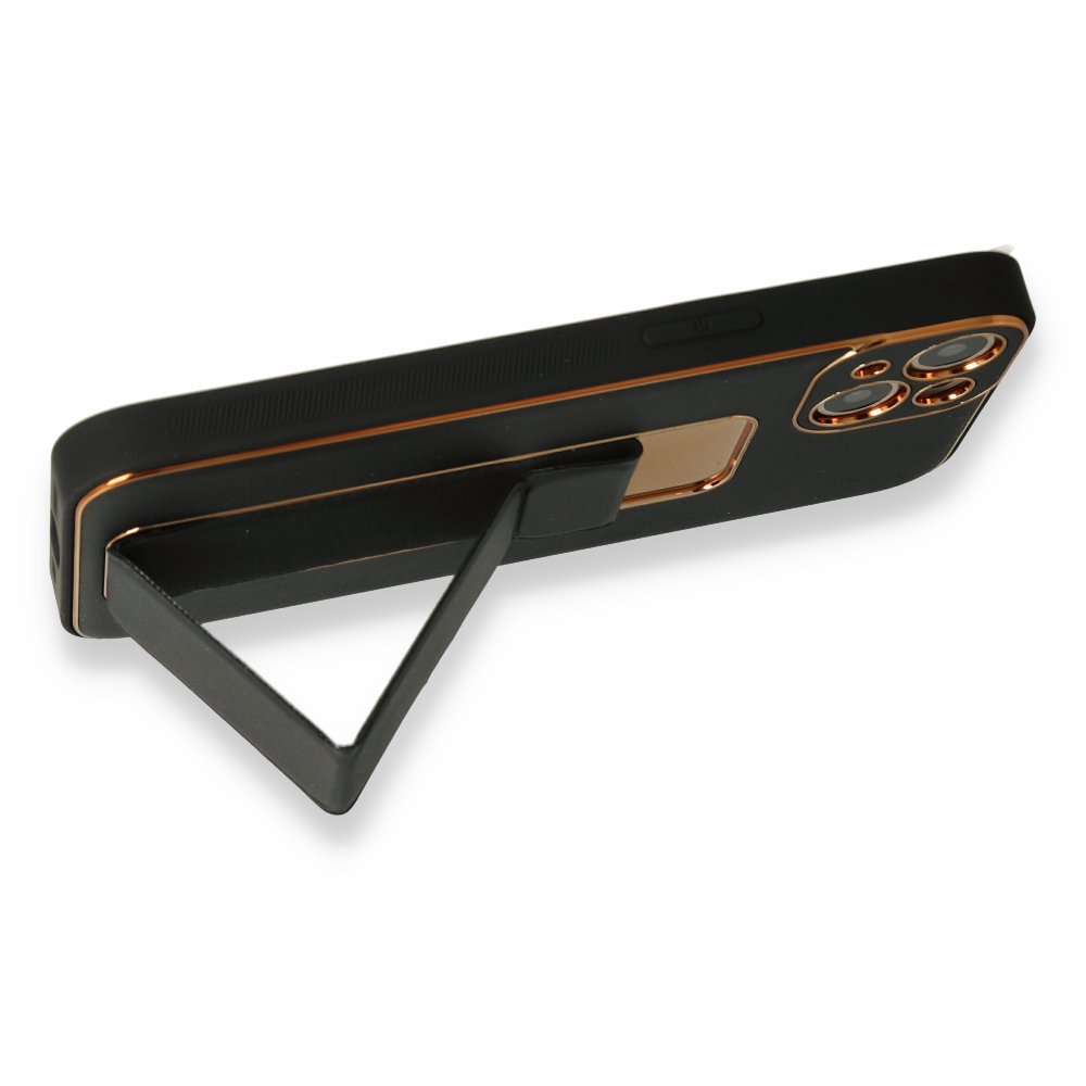  iPhone 13 Kılıf Coco Deri Standlı Kapak - Siyah