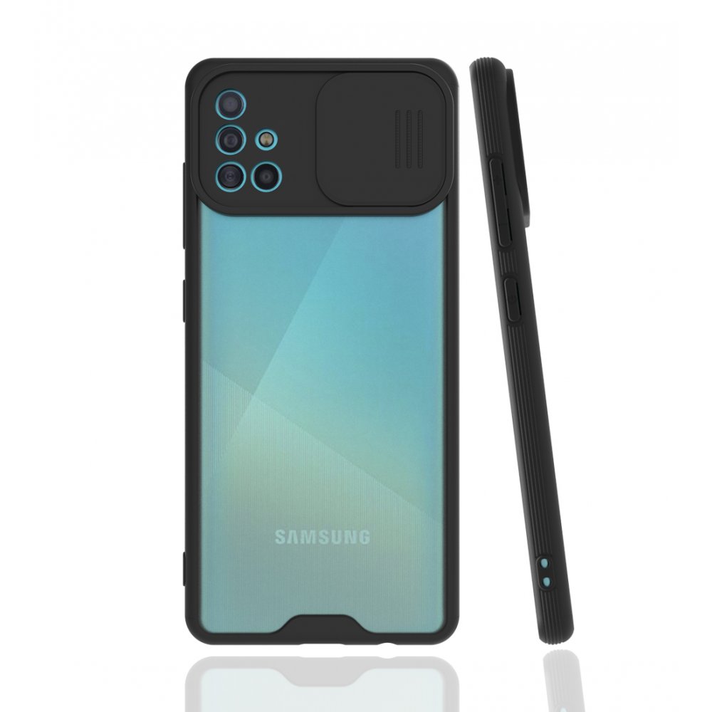  Samsung Galaxy A51 Kılıf Platin Kamera Koruma Silikon - Siyah