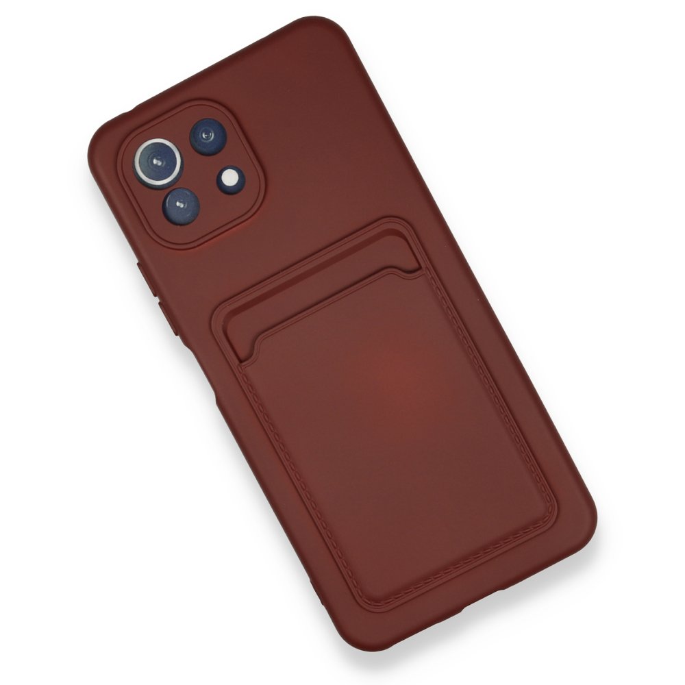  Xiaomi Mi 11 Kılıf Kelvin Kartvizitli Silikon - Bordo