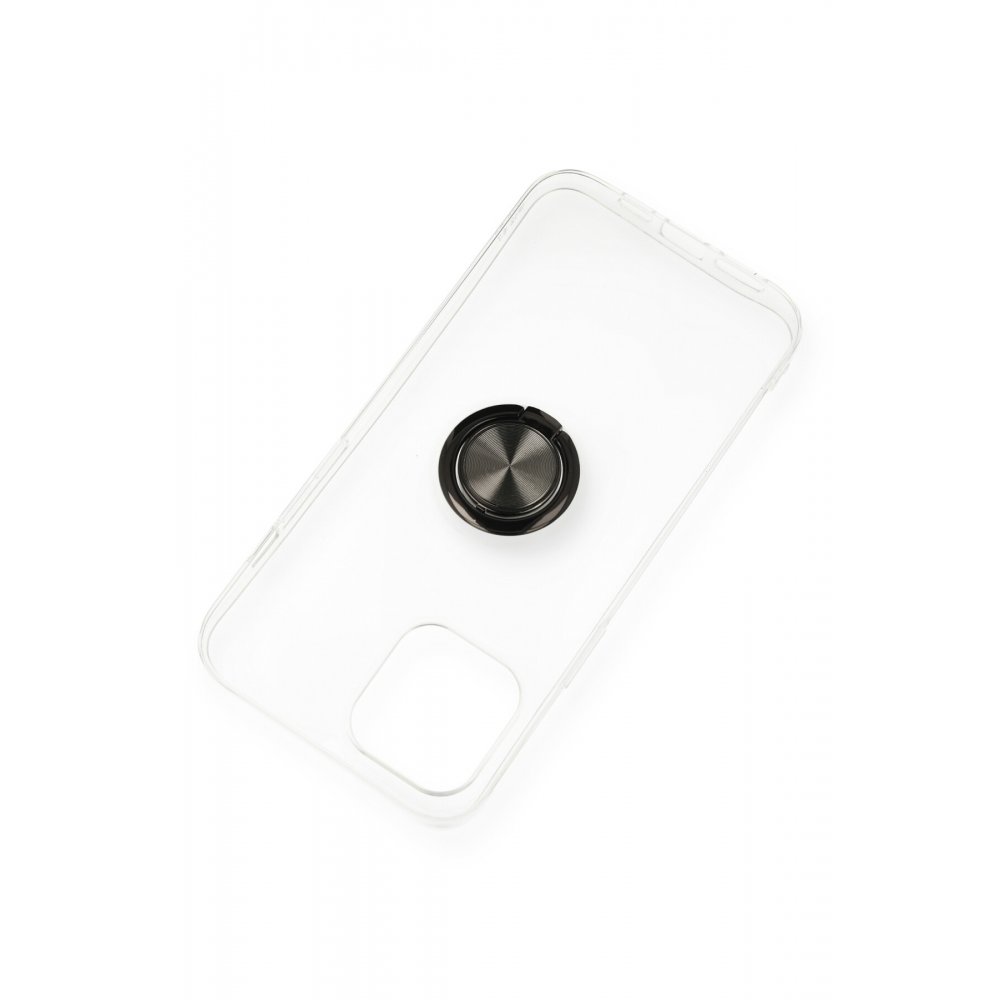  iPhone 12 Mini Kılıf Gros Yüzüklü Silikon - Siyah