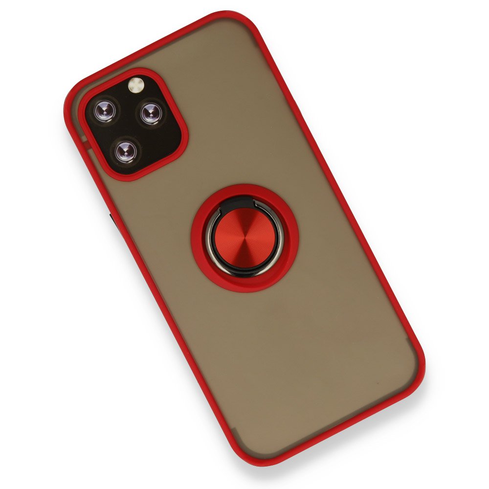  iPhone 12 Pro Max Kılıf Montreal Yüzüklü Silikon Kapak - Kırmızı