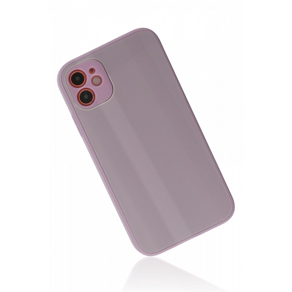  iPhone 12 Kılıf Glass Kapak - Mor