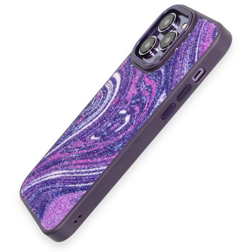 iPhone 13 Pro Kılıf Moda Simli Kapak - Derin Mor iPhone 13 Pro Kılıf Moda Simli Kapak - Derin Mor