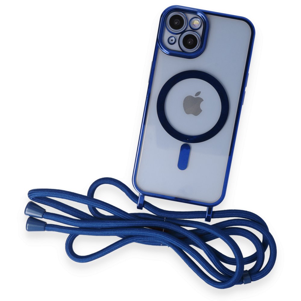 iPhone 14 Kılıf Divo Lazer Askılı Magsafe Kapak - Mavi iPhone 14 Kılıf Divo Lazer Askılı Magsafe Kapak - Mavi