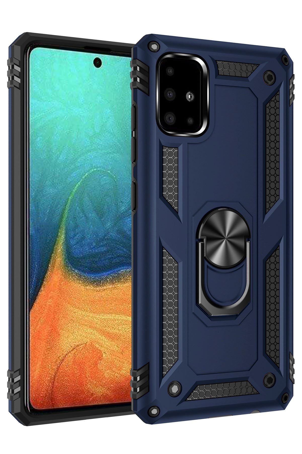 Samsung Galaxy A71 Kılıf Sofya Yüzüklü Silikon Kapak - Lacivert