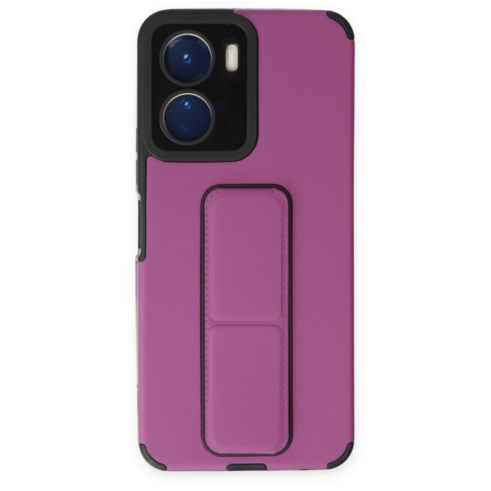 Vivo Y16 Kılıf Mega Standlı Silikon - Mor Vivo Y16 Kılıf Mega Standlı Silikon - Mor