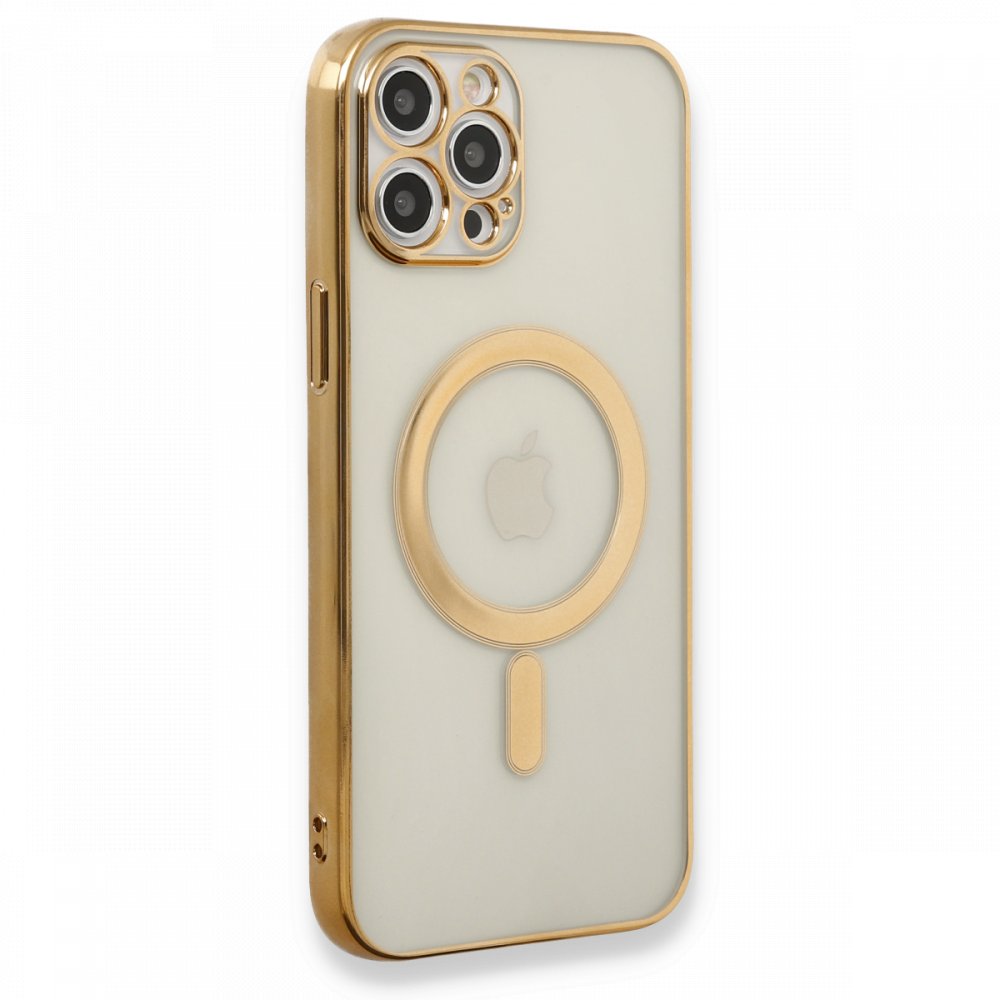  iPhone 12 Pro Kılıf Magneticsafe Lazer Silikon - Gold
