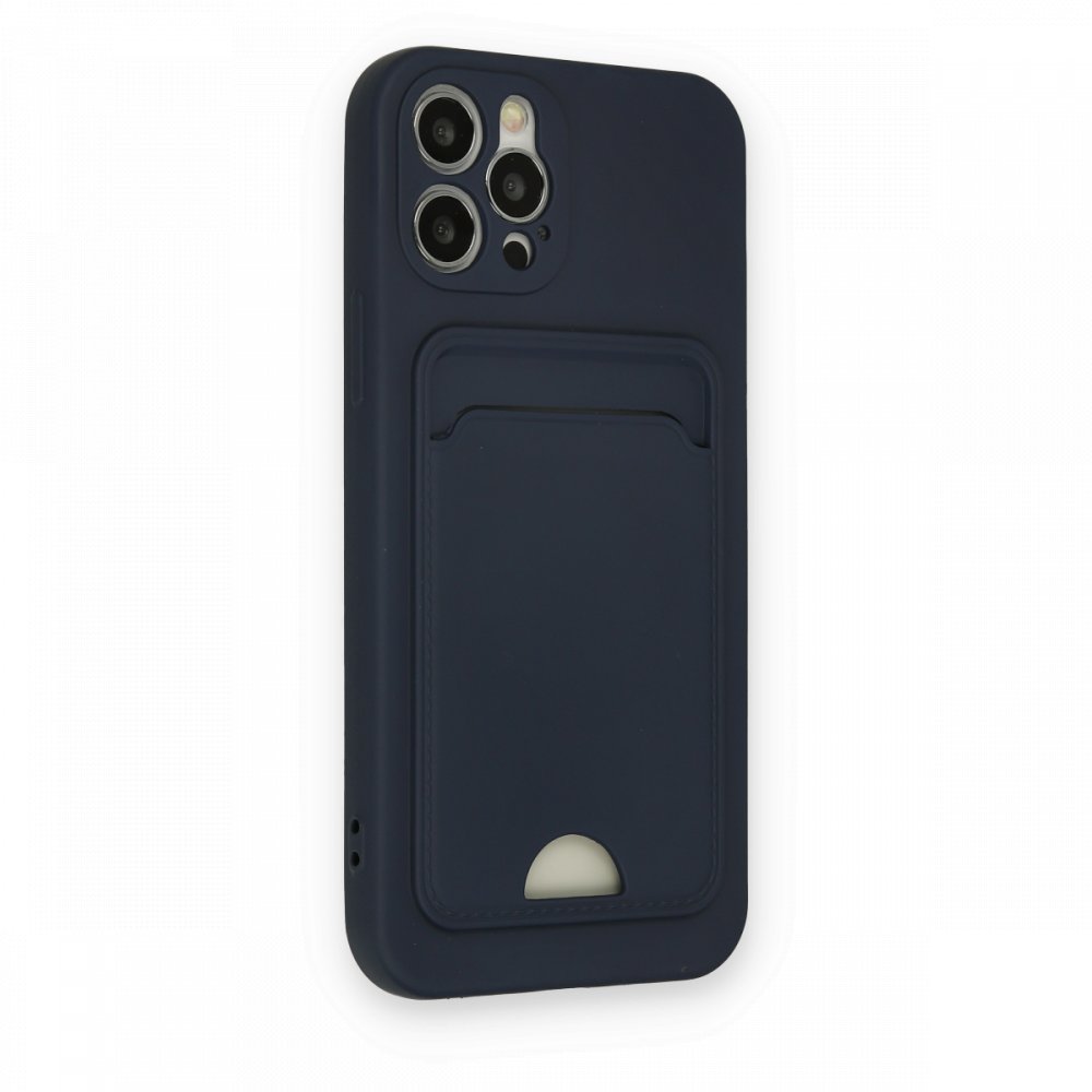  iPhone 12 Pro Kılıf Kelvin Kartvizitli Silikon - Lacivert