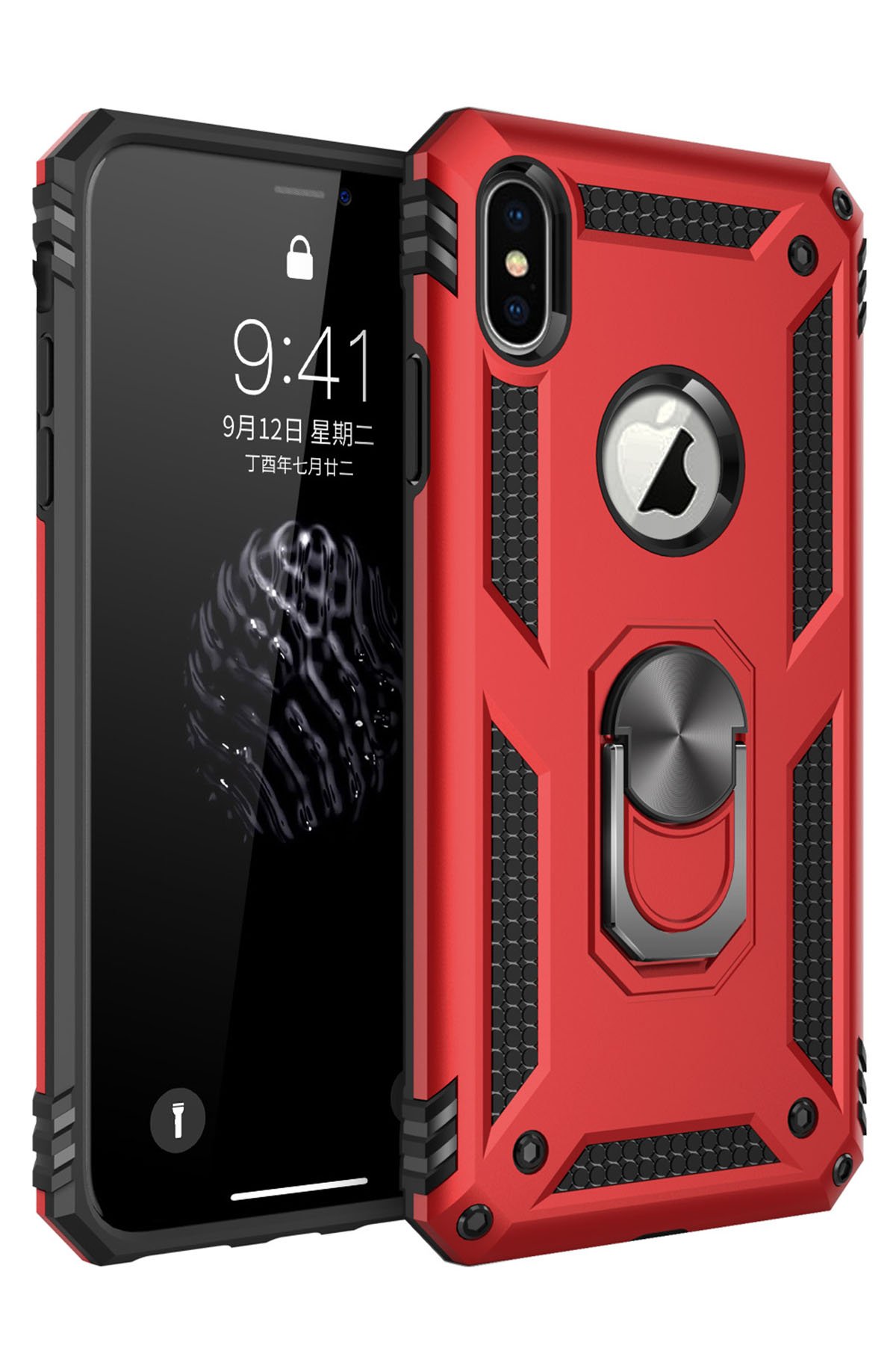 iPhone XS Max Kılıf Sofya Yüzüklü Silikon Kapak - Kırmızı iPhone XS Max Kılıf Sofya Yüzüklü Silikon Kapak - Kırmızı