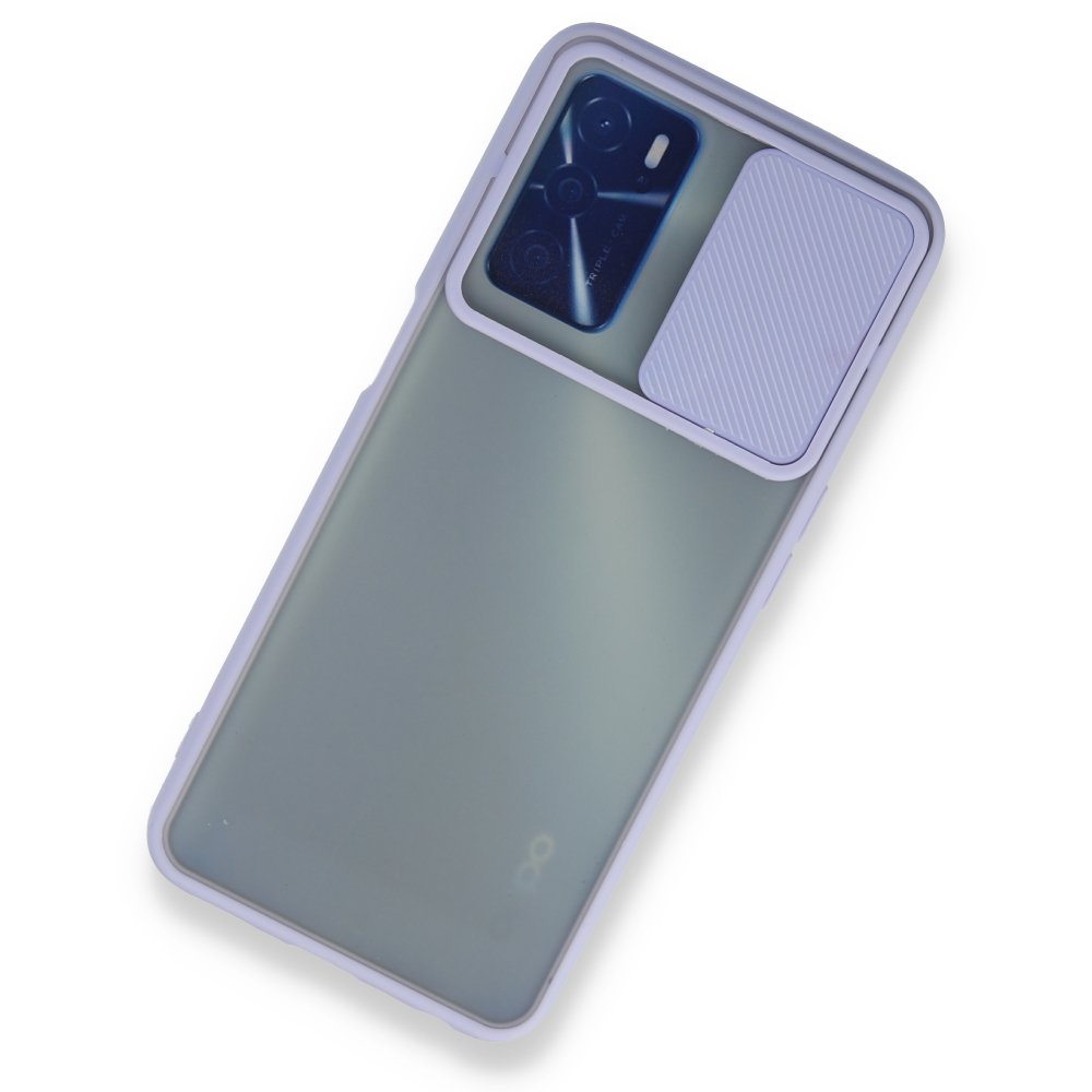 Oppo A16 Kılıf Palm Buzlu Kamera Sürgülü Silikon - Lila Oppo A16 Kılıf Palm Buzlu Kamera Sürgülü Silikon - Lila