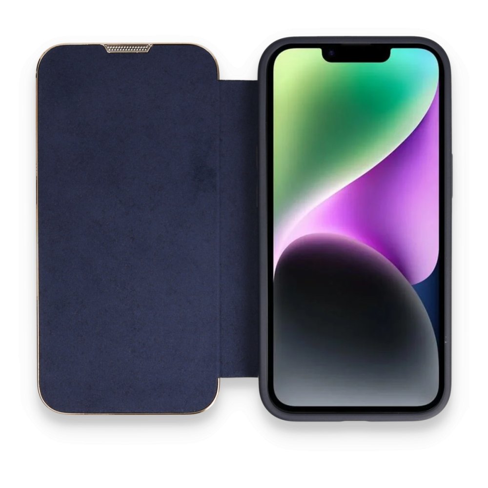 iPhone 14 Pro Kılıf Dolpin Kapaklı - Lacivert  iPhone 14 Pro Kılıf Dolpin Kapaklı - Lacivert