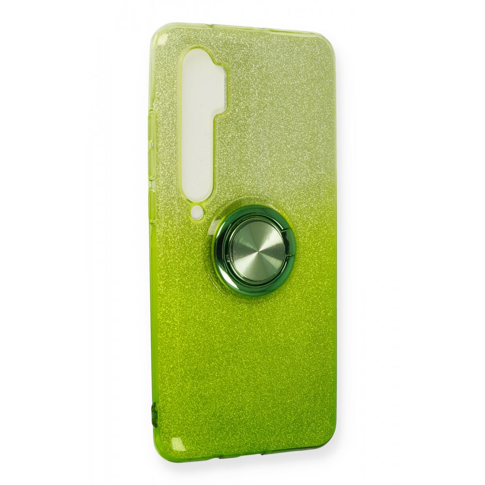 Xiaomi Mi Note 10 Lite Kılıf Simli Yüzüklü Silikon - Yeşil  Xiaomi Mi Note 10 Lite Kılıf Simli Yüzüklü Silikon - Yeşil