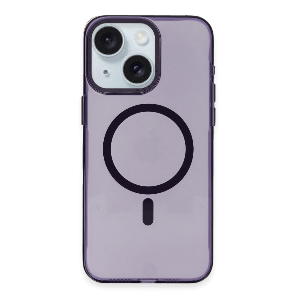  iPhone 15 Kılıf Anka PC Magneticsafe Sert Metal Kapak - Mor