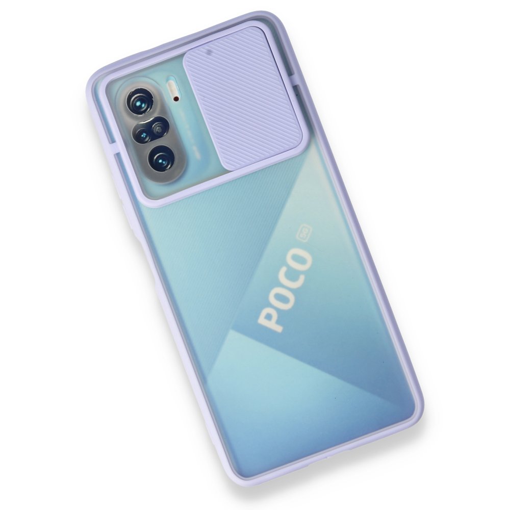 Redmi K40 Kılıf Palm Buzlu Kamera Sürgülü Silikon - Lila Redmi K40 Kılıf Palm Buzlu Kamera Sürgülü Silikon - Lila