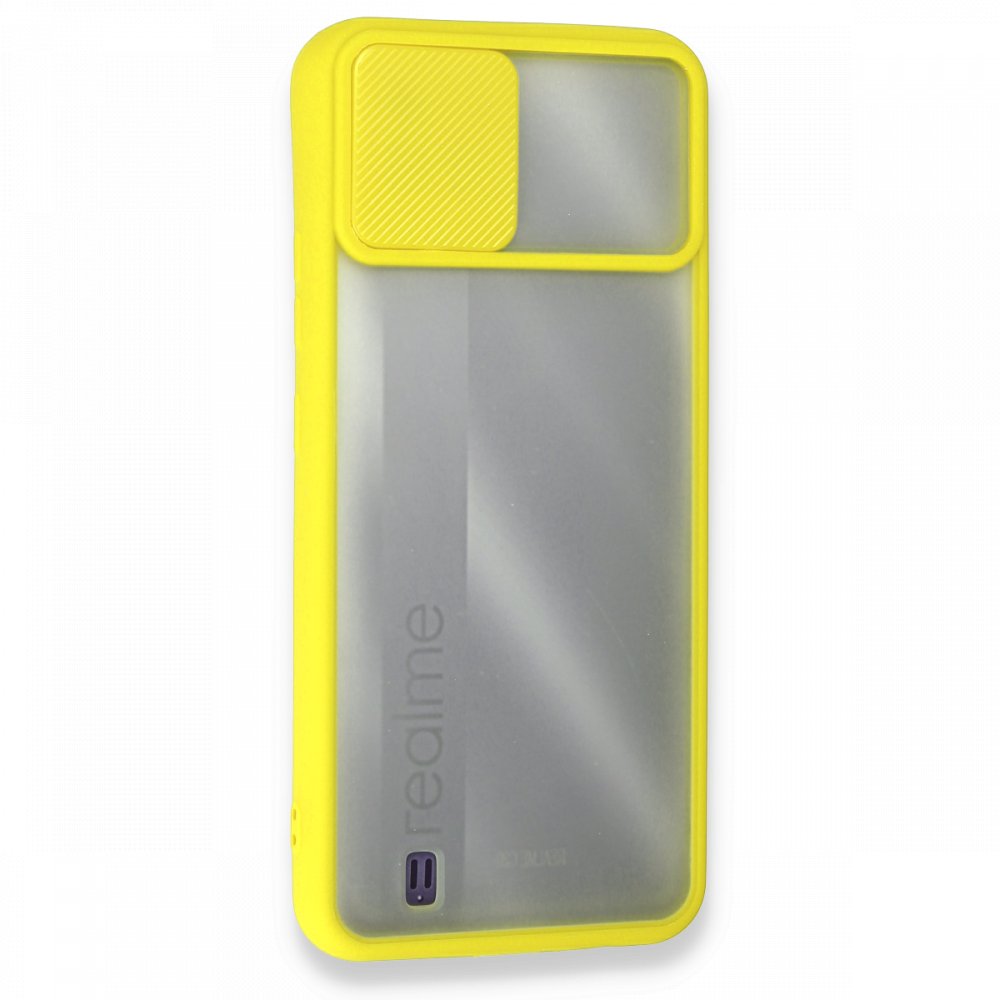  Realme C11 2021 Kılıf Palm Buzlu Kamera Sürgülü Silikon - Sarı