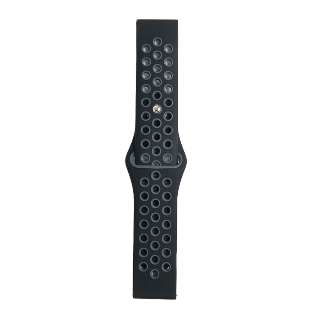 Watch 22mm Spor Delikli Kordon - Siyah-Gri Watch 22mm Spor Delikli Kordon - Siyah-Gri